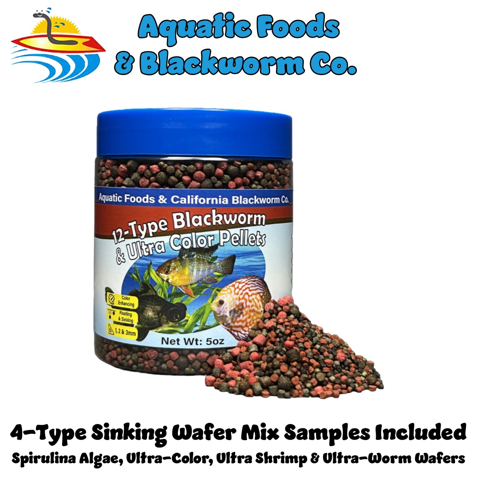 12-Type Floating & Sinking Blackworm & Intense Coloring Pellets. FREE SAMPLES!