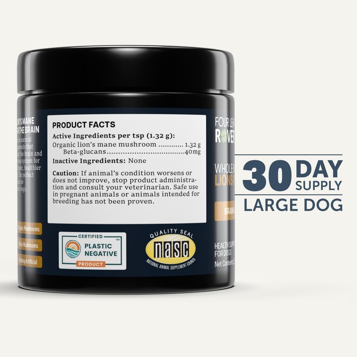 Lion’s Mane Mushrooms for Dogs – Organic Brain Support for All Ages, 60 Days