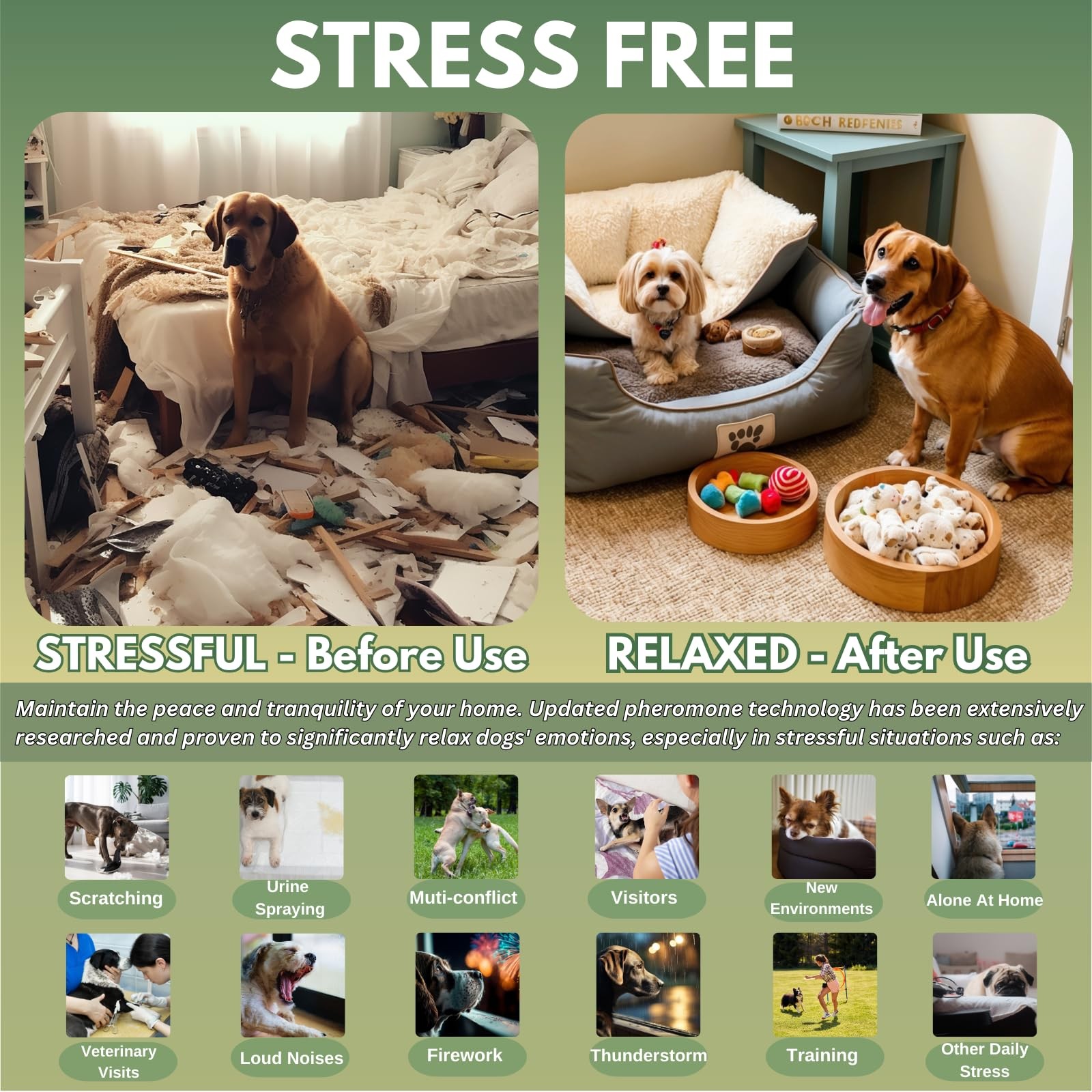 Dog Pheromone Calming Diffuser Kit, Calming Diffuser for Dog (2 Plug-Ins & 4×…