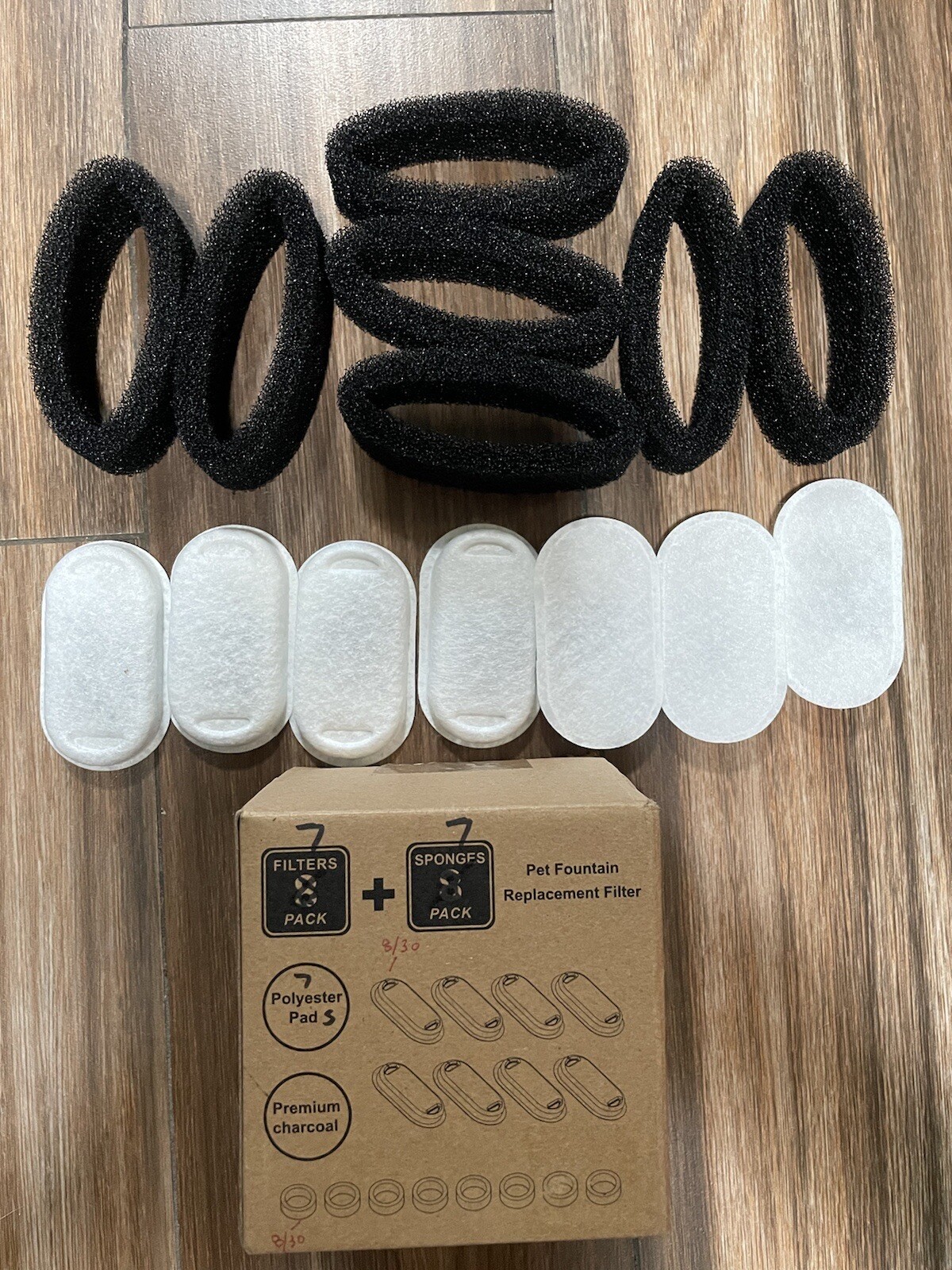 Pet Fountain Replacement Filters 3-stage Filtration 30 days 7 Filters 7 Sponges