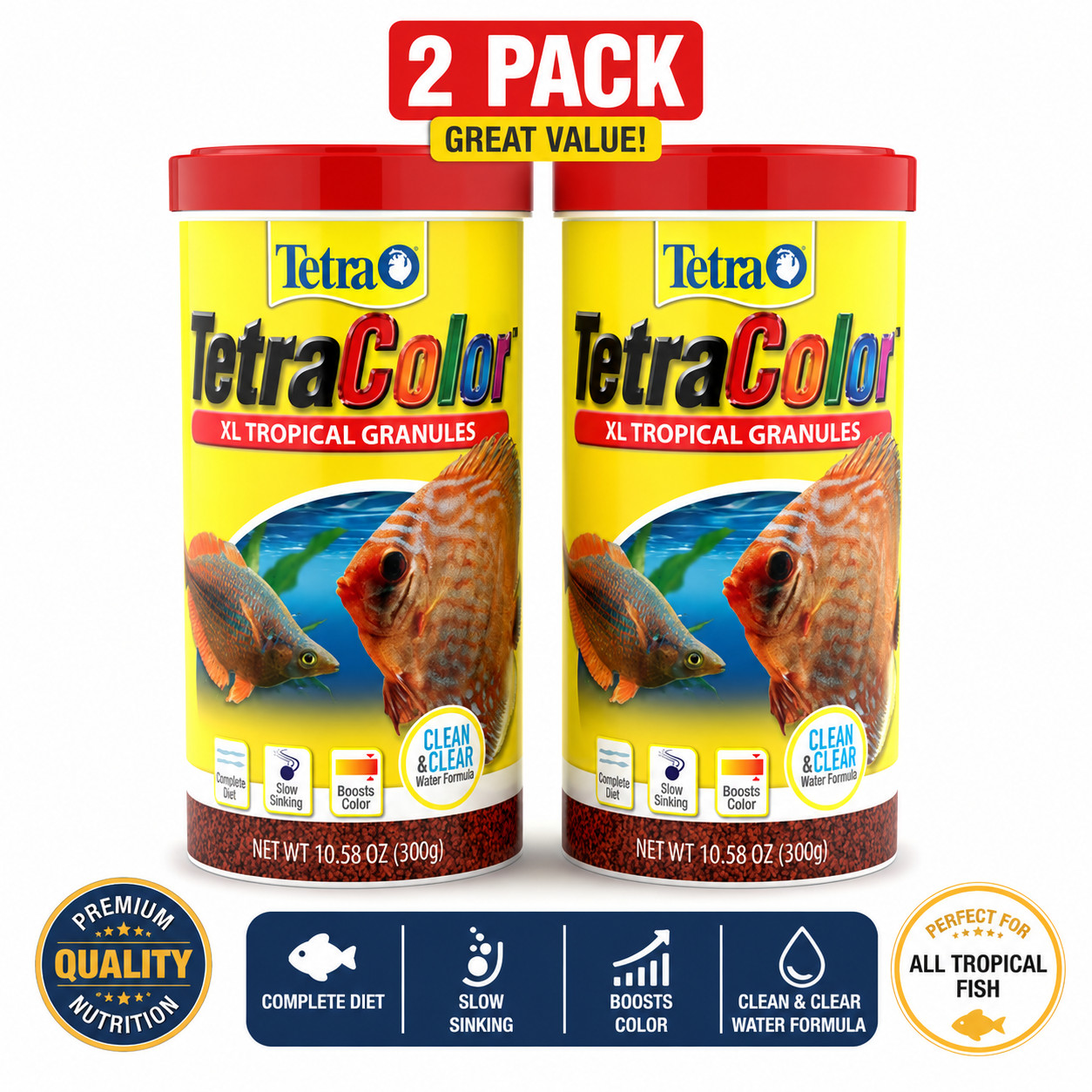 TetraColor XL Tropical Granules Color Boost Fish Food, 10.58 oz 2 pack