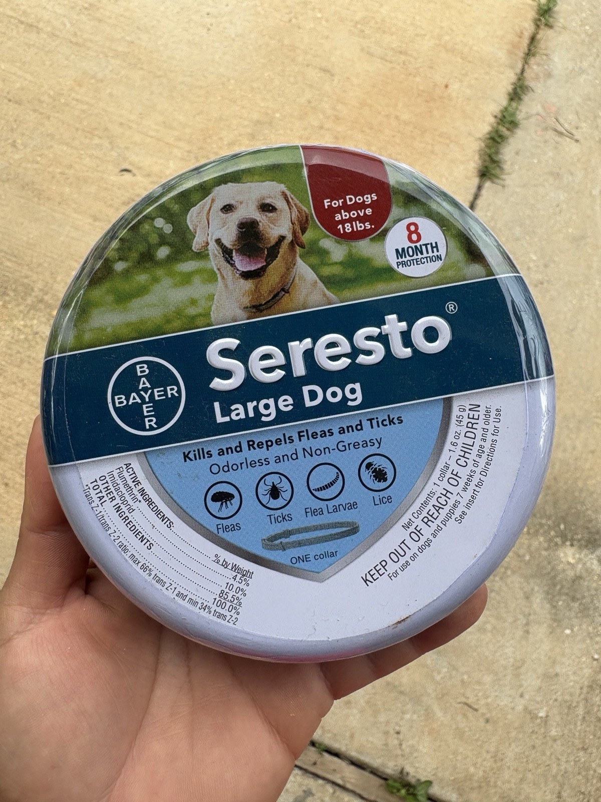 Seresto Flea & Tick Collar LARGE DOGS 18 lbs – 8 Month Protection