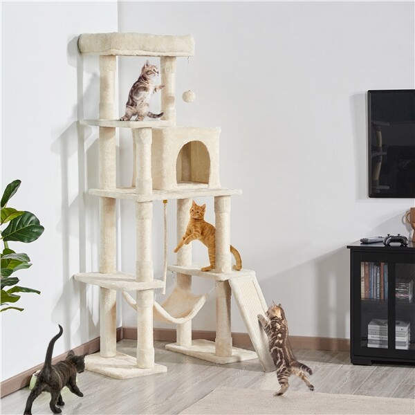 Cat Tree Tower for Indoor Cats, Stable Cat Tower Cat Condo Pet Play House, 63in