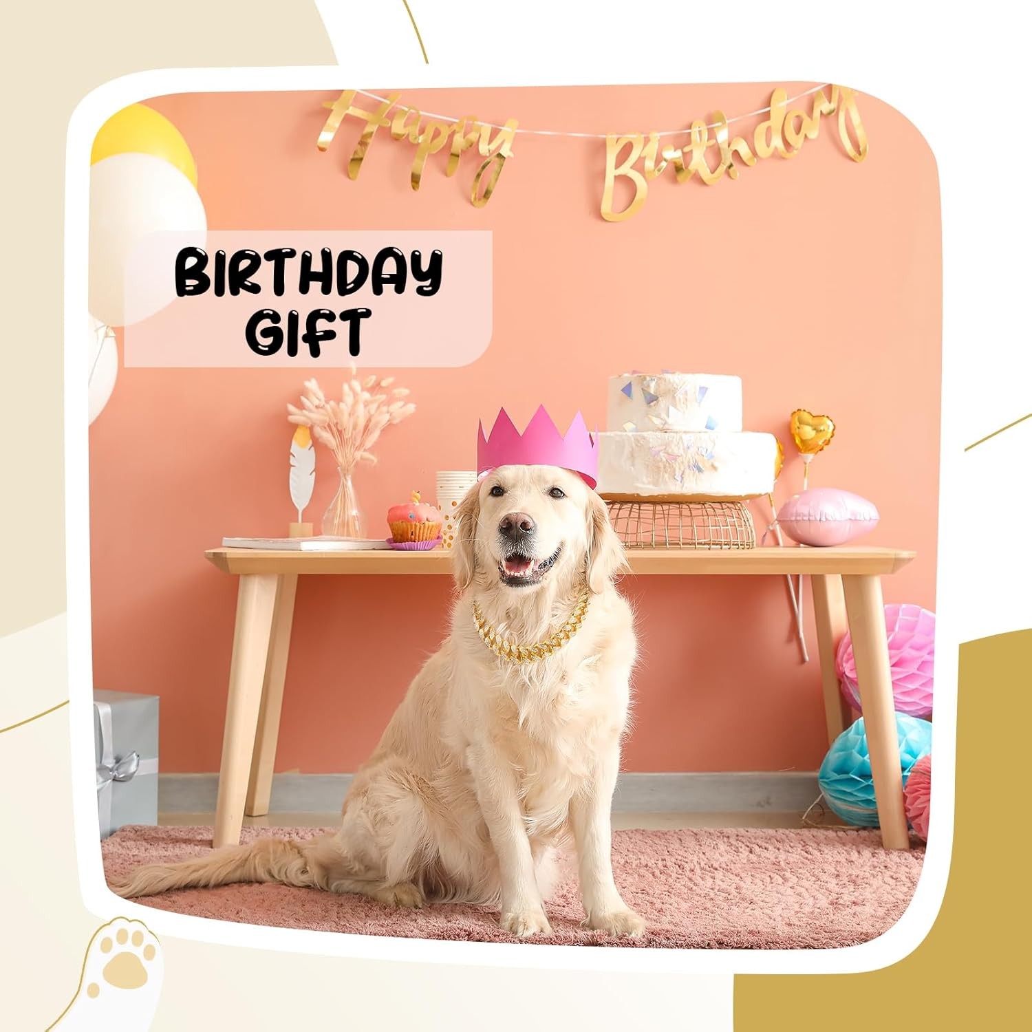 Dog Chain Collar Gold 20 Mm Wide Diamond Collar Large Dog Necklace Metal Pet Cry