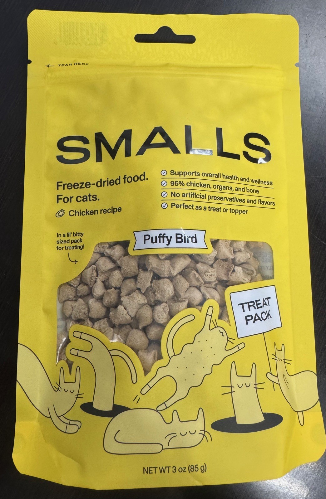 NEW Smalls Puffy Bird Freeze Dried Cat Food Chicken Recipe Treat Pack 3 Oz Seale