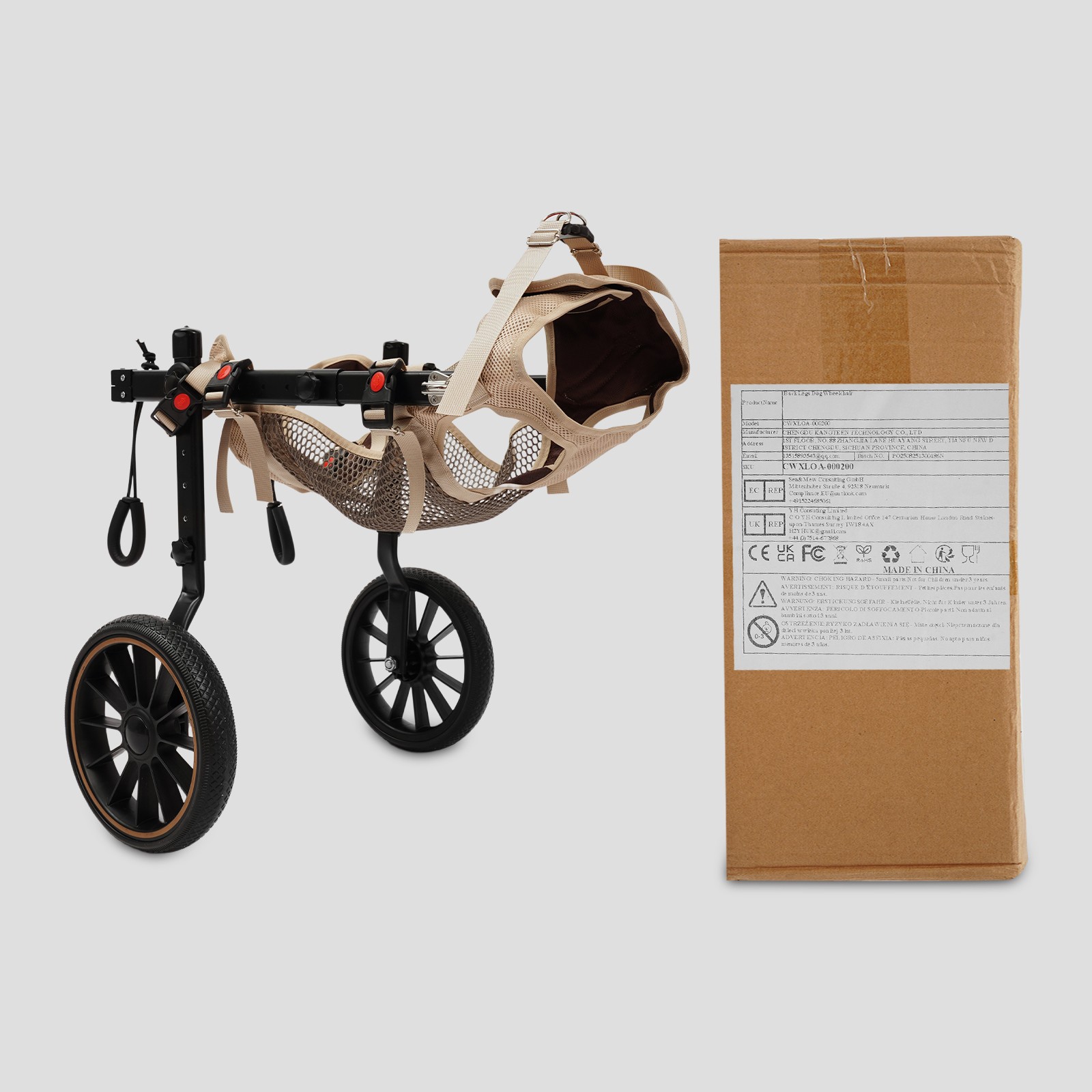2-Wheel Dog Wheelchairs for Back Legs Adjustable Pet Rehabilitation Walking Aid