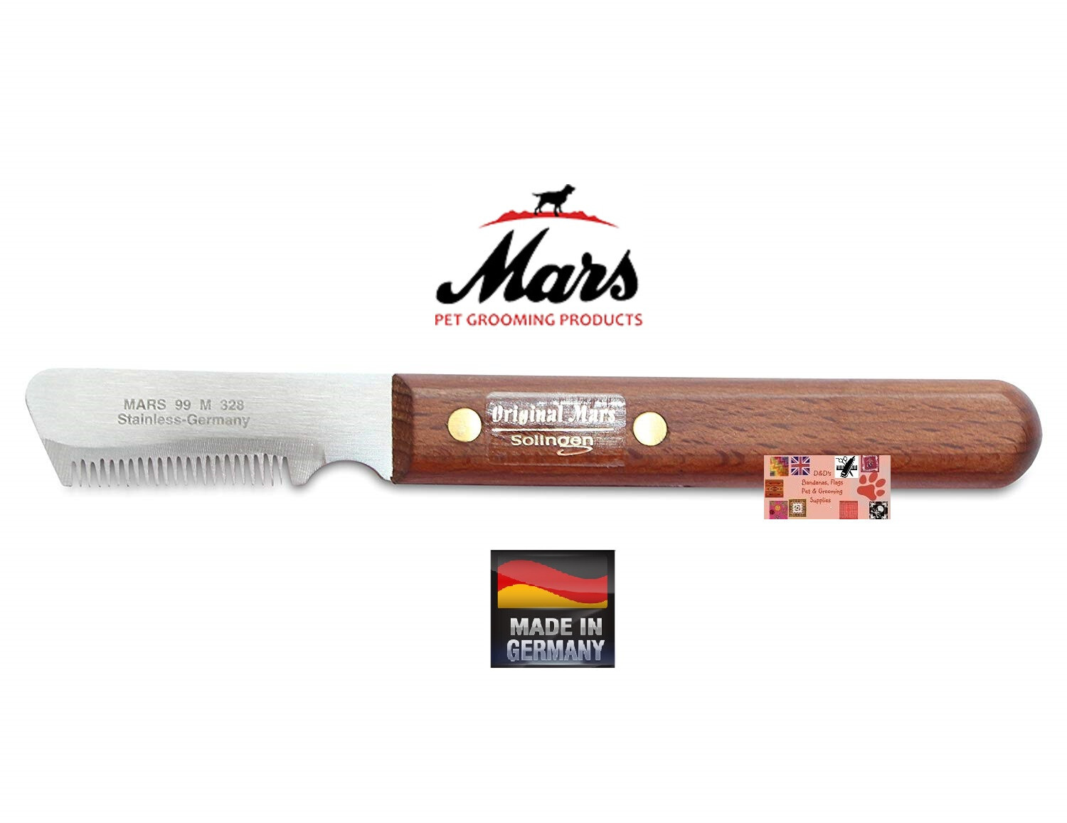 MARS 328 Medium Slant 21 Tooth STRIPPING KNIFE Knives DOG Coat Carding Stripper