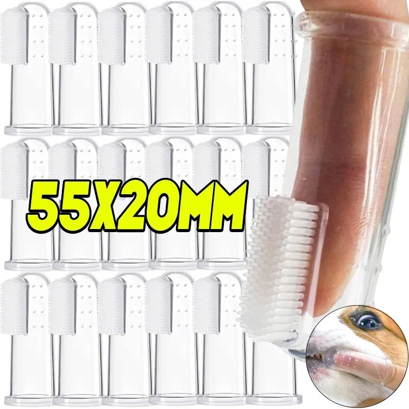 Silicone Soft Pet Finger Cuff Toothbrushe Dog Brush Bad Breath Tartar Teeth 10pc