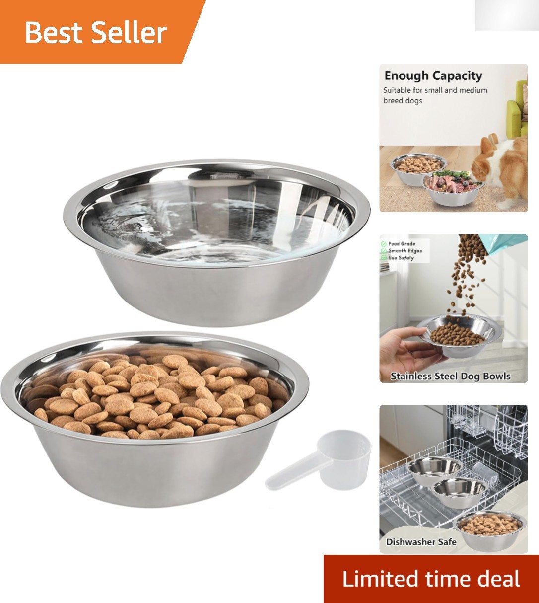 Set of 2 Dog Cat Pet Bowl Dish Metal STAINLESS STEEL New L XL XXL M S XS XXS