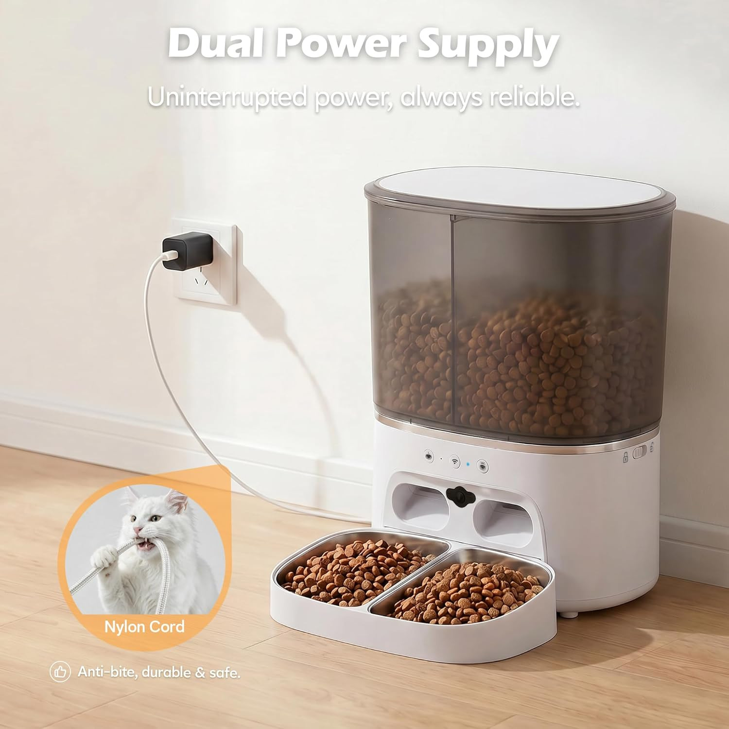 Smart Pet Feeder with Camera & App Control – 8L Dual Hopper, 1080P HD Video