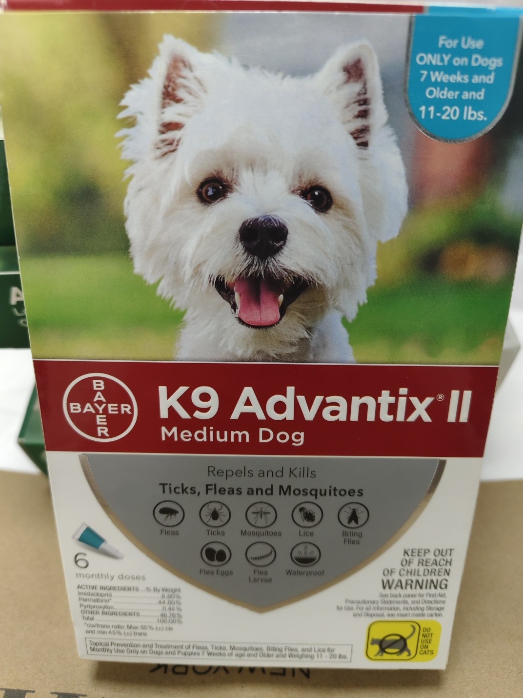 K9 Advantix II Medium Dog Kills and Repels Fleas, Ticks and Mosquitoes – 6-Pack