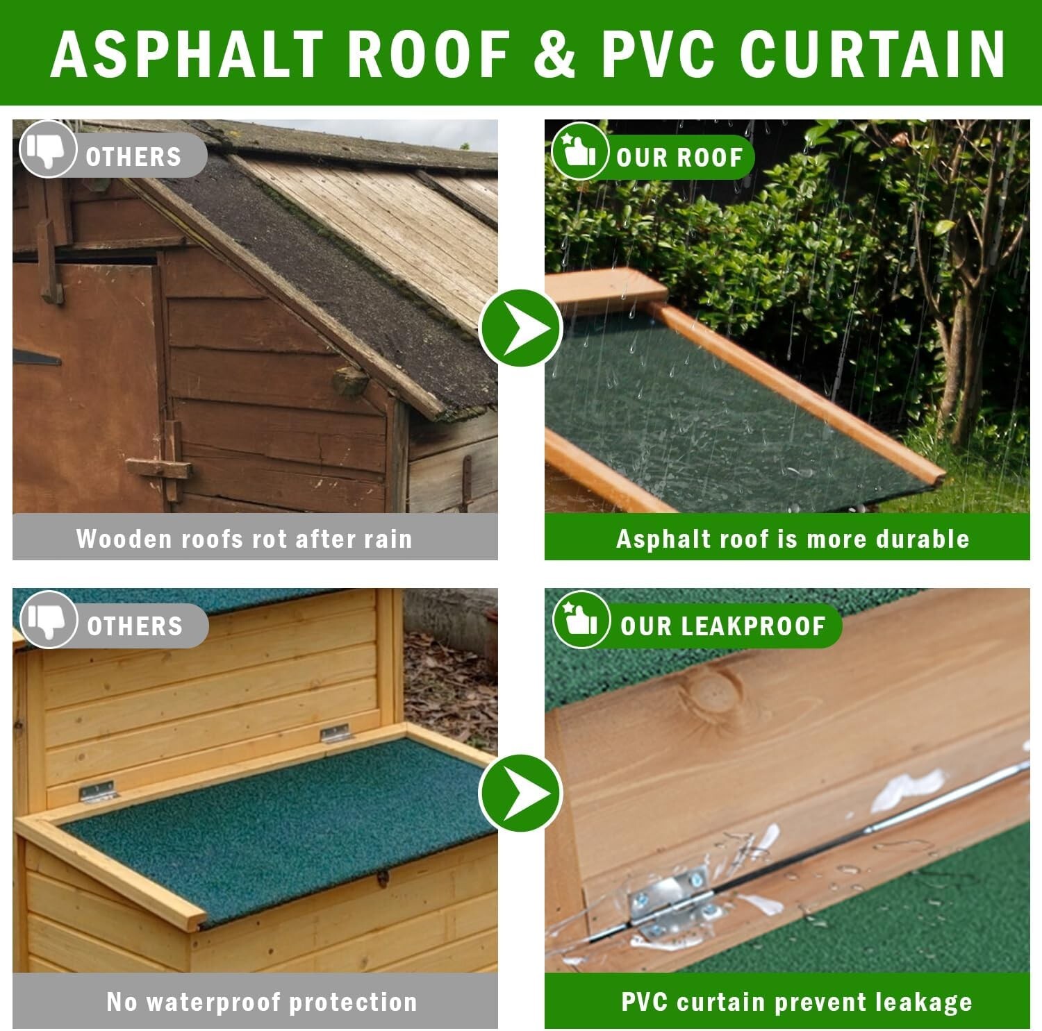 80“ Wooden Chicken Coop Pet Hutch House W/ Run Ramp Nest Box Cage Outdoor Large