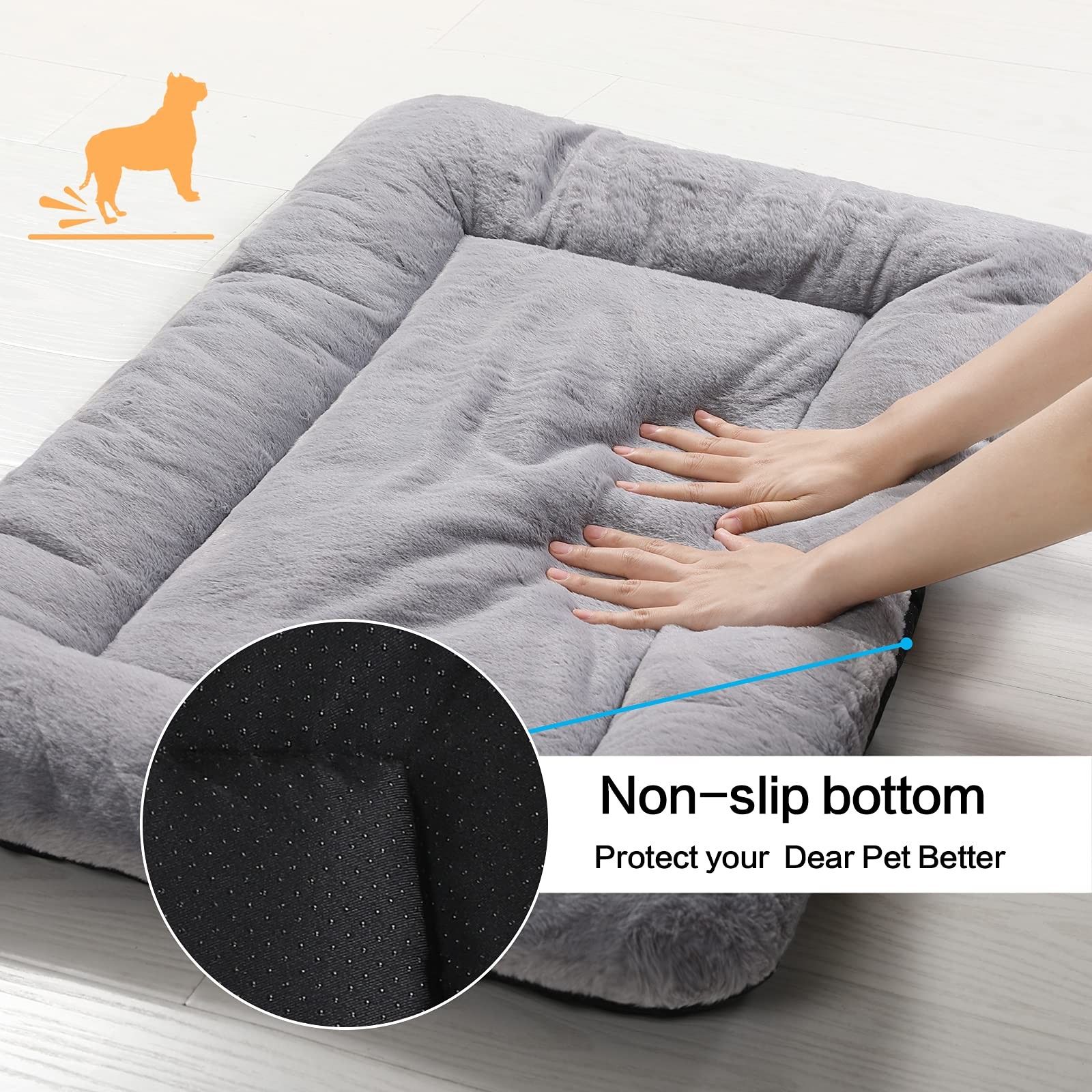 Dog Beds Crate Pad for Medium Dogs Fit Metal 30.0″L x 19.0″W x 1.0″Th, gray