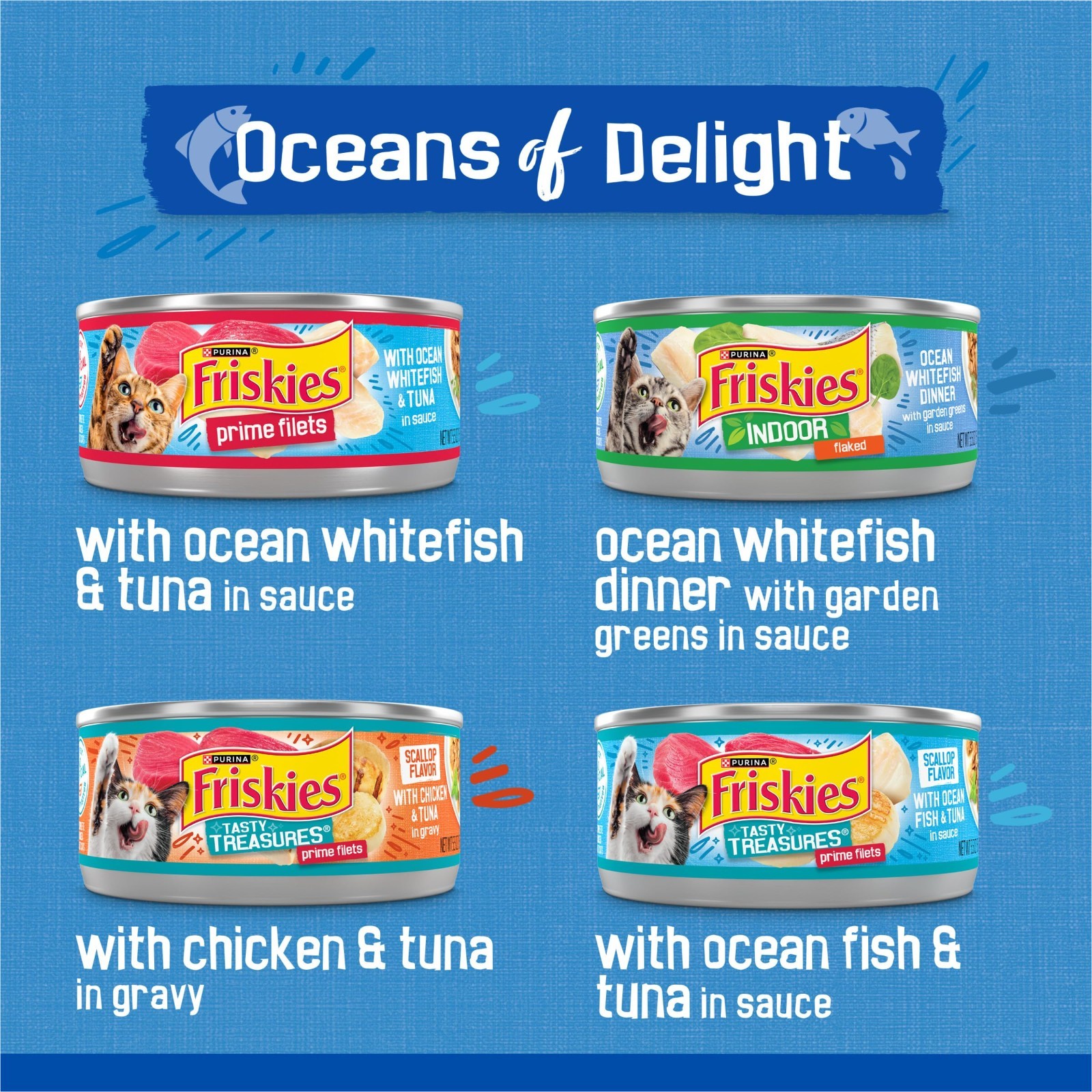 Purina Friskies Wet Cat Food Variety Pack, Oceans of Delight Flaked, (80) 5.5 oz