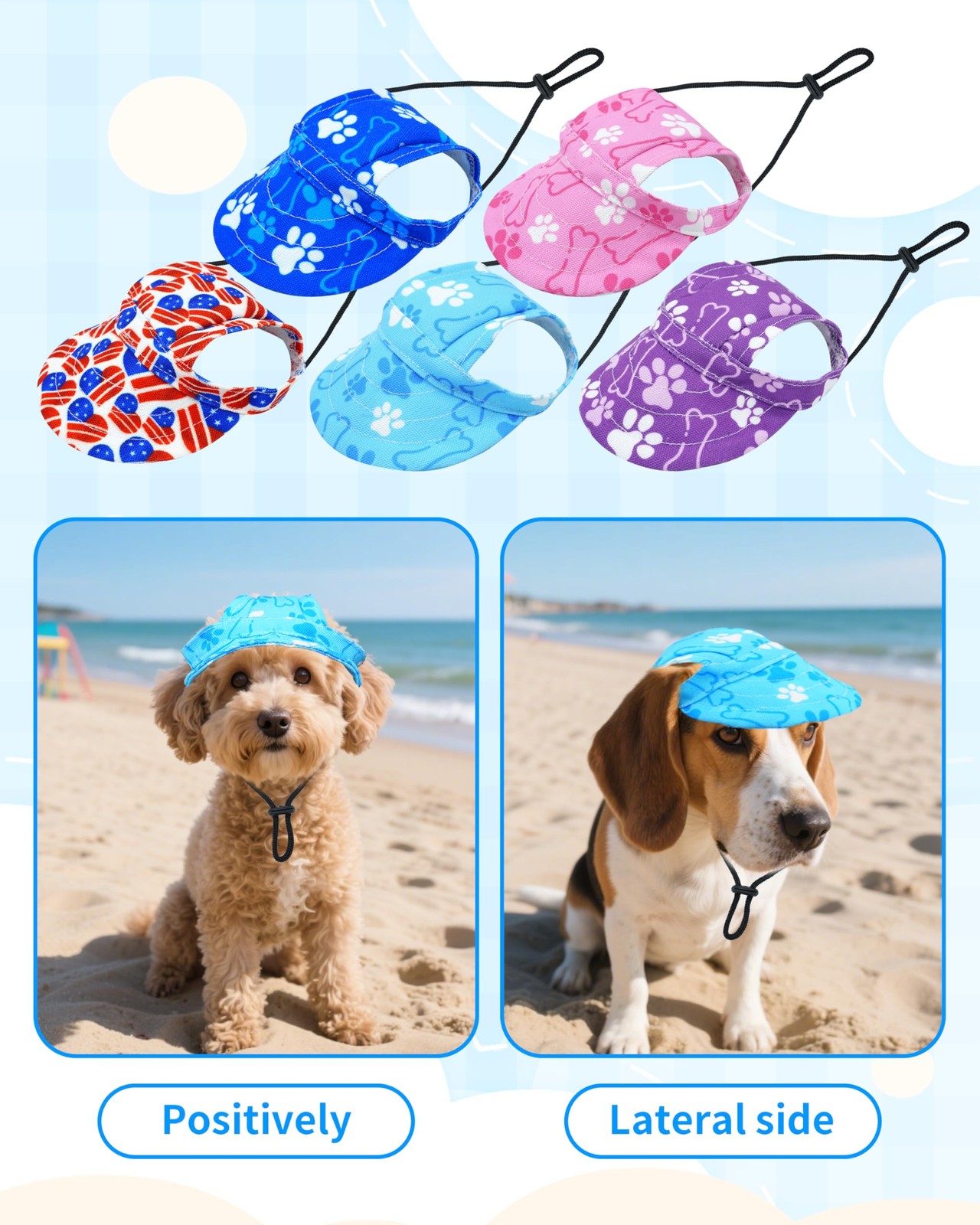 PET SHOW Dog Baseball Cap Paw Print Dog Visors for Small Doggy Cats Waterproo…