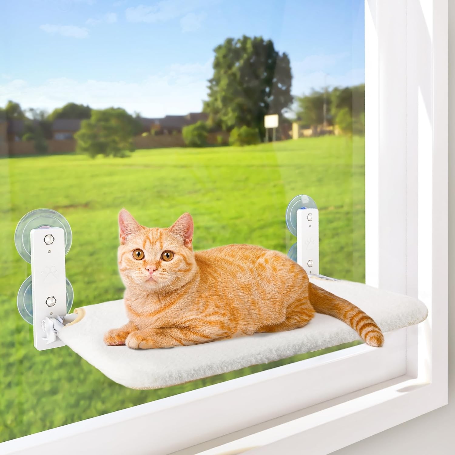 Cordless Foldable Cat Window Perch Hammock Heavy Duty 30lbs Reversible Cover