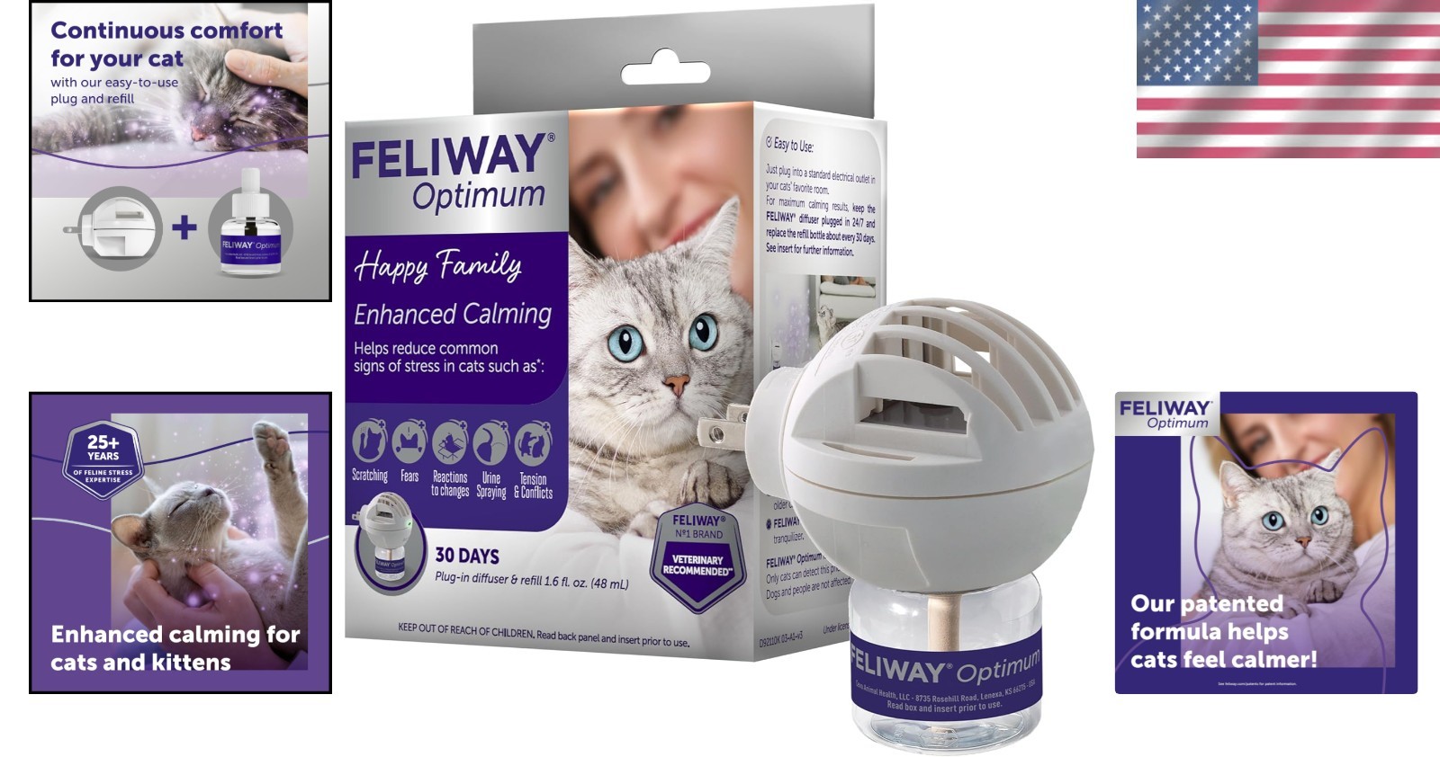 48ml Cat Calming Diffuser Kit – Drug-Free Solution for Stress Relief in Cats