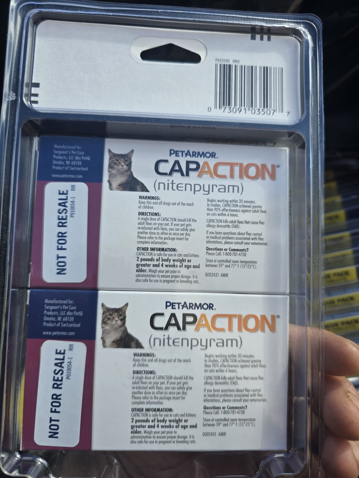 PETARMOR CAPACTION (nitenpyram) 11.4mg CATS 2-25LB 6 Tabs X 2 = 12 Exp 2027