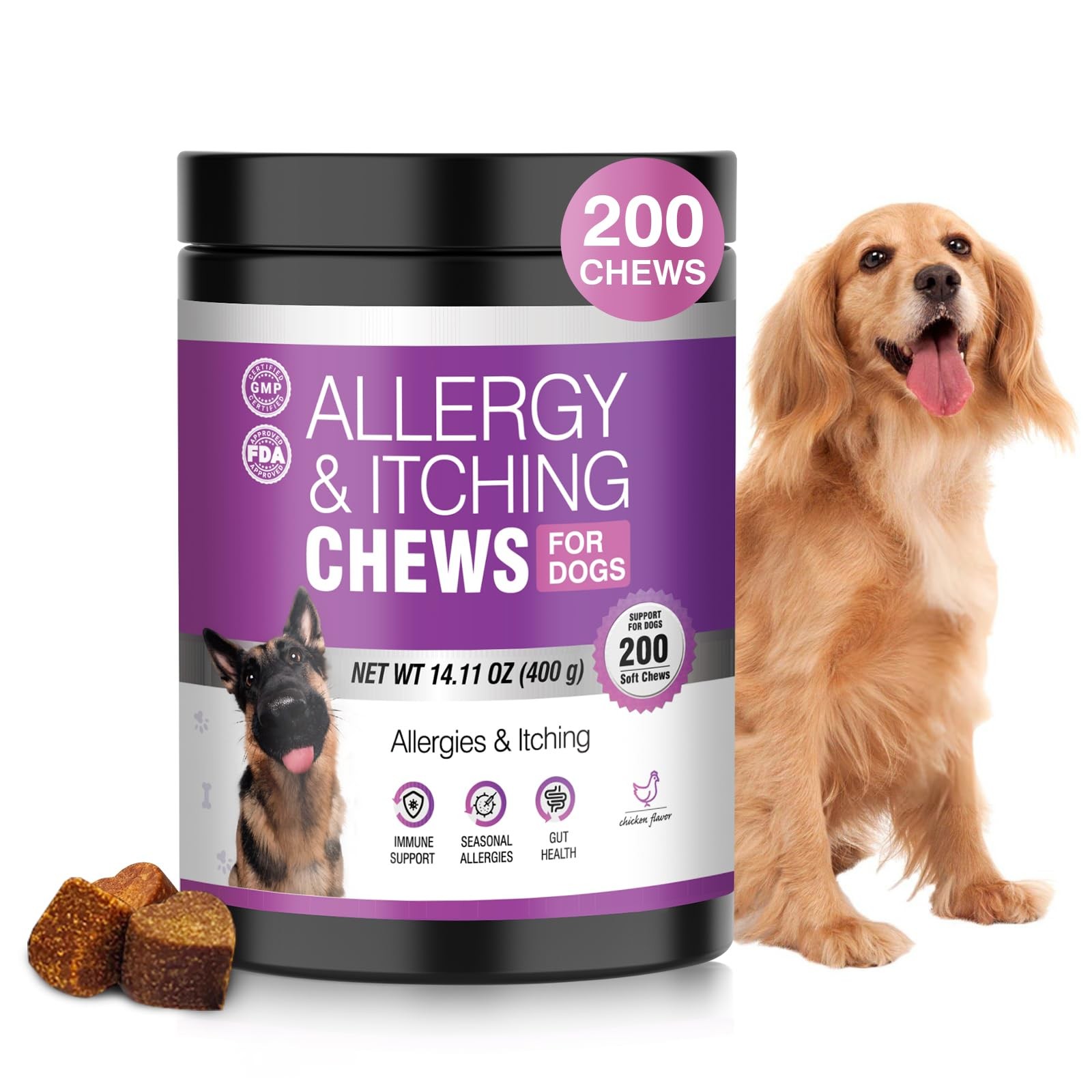 Ttlxrl Dog Allergy Chews For Itchy Support 200 Soft Chews
