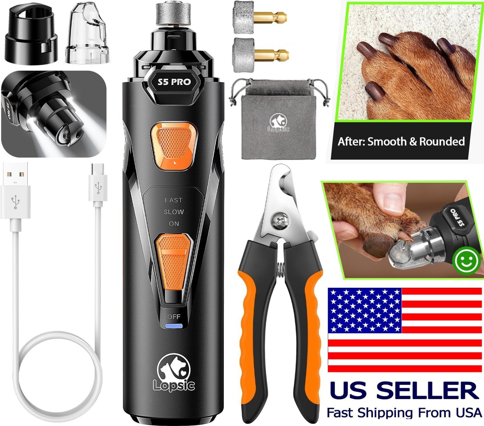 Upgraded Silent Groom Pro Nail Grinder Heusom Silent Grind Pro for Dogs Nail