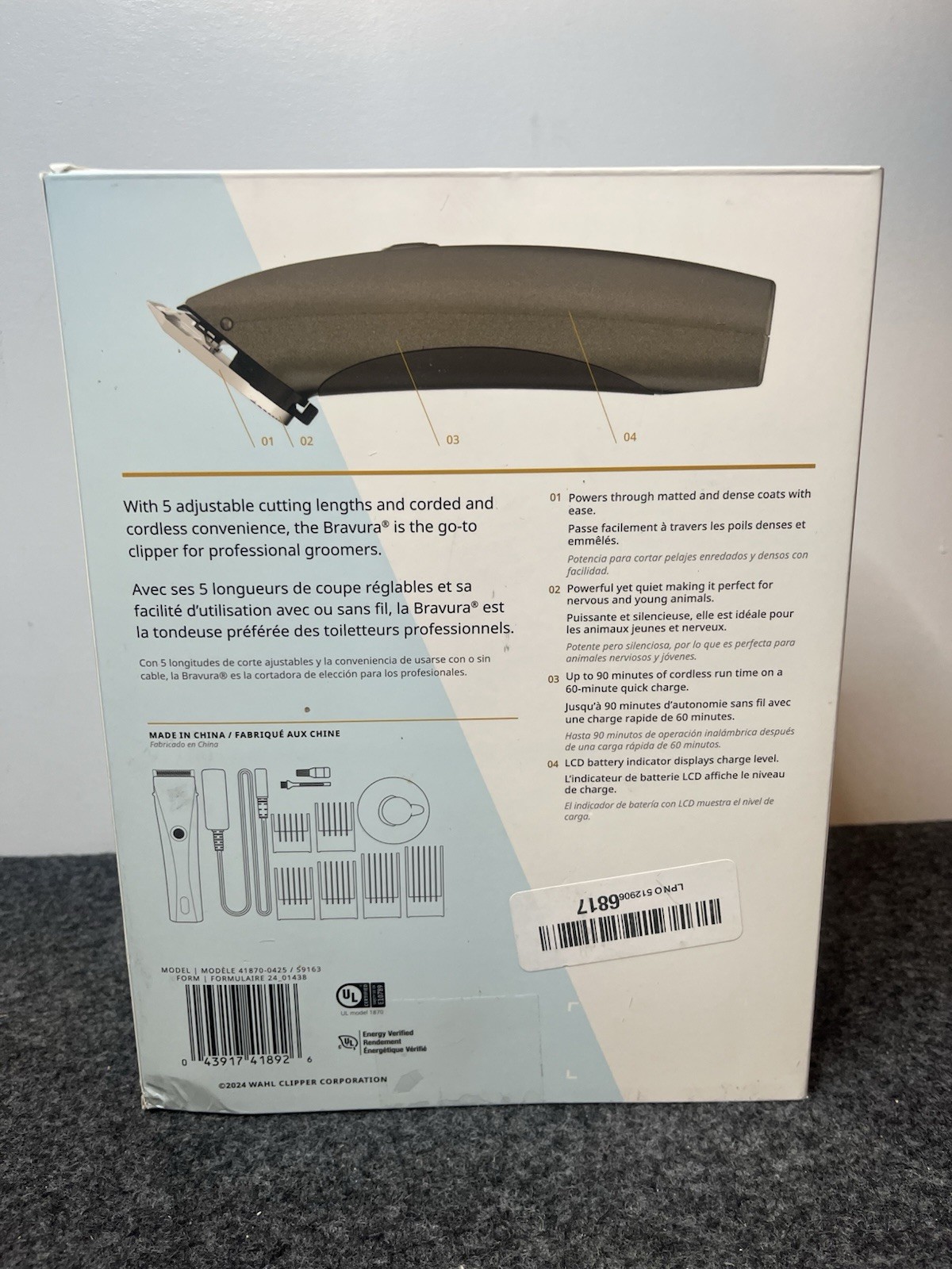 Wahl Bravura Lithium Cordless Pet Clipper Kit Tested Open Box