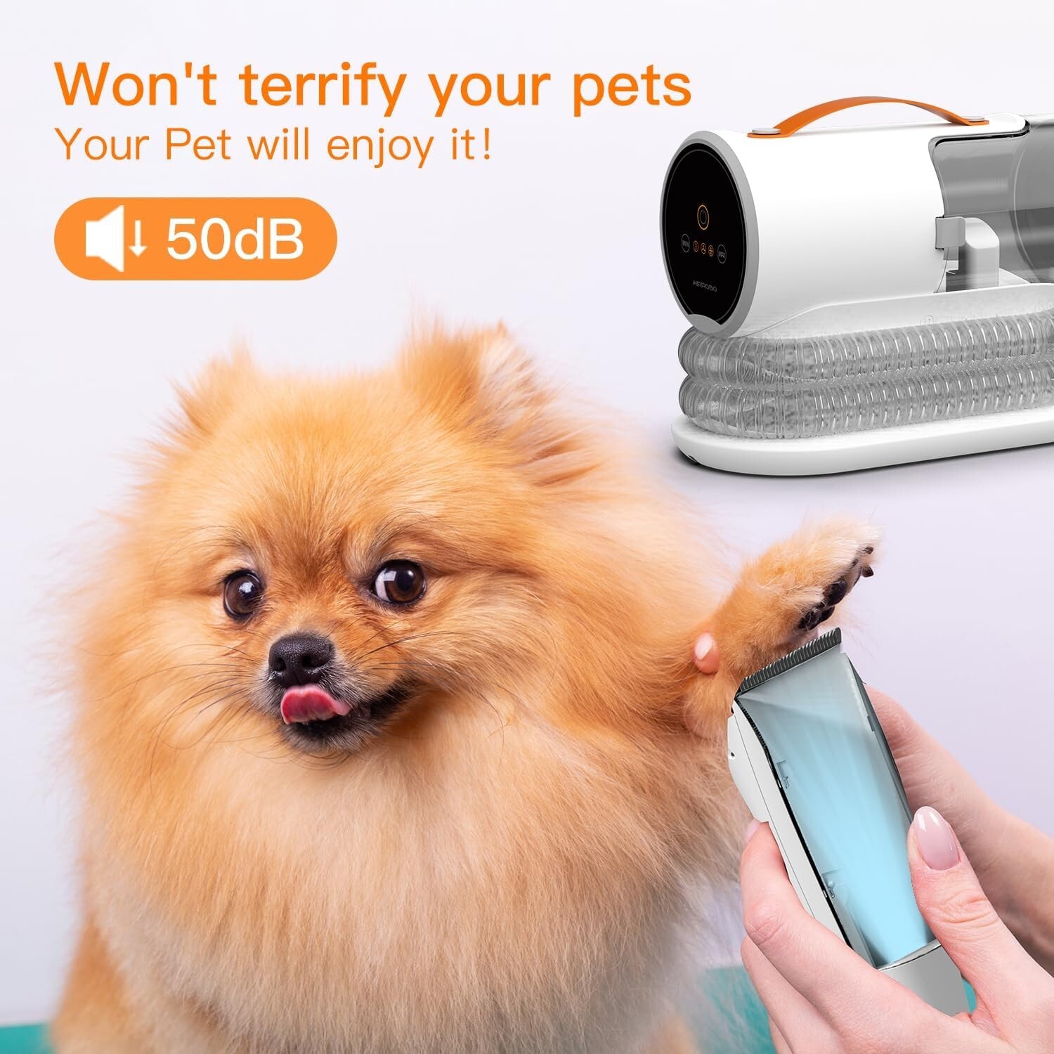 AIRROBO PG100 Pet Grooming Vacuum with 5 Grooming Tools, 12000Pa Suction Power