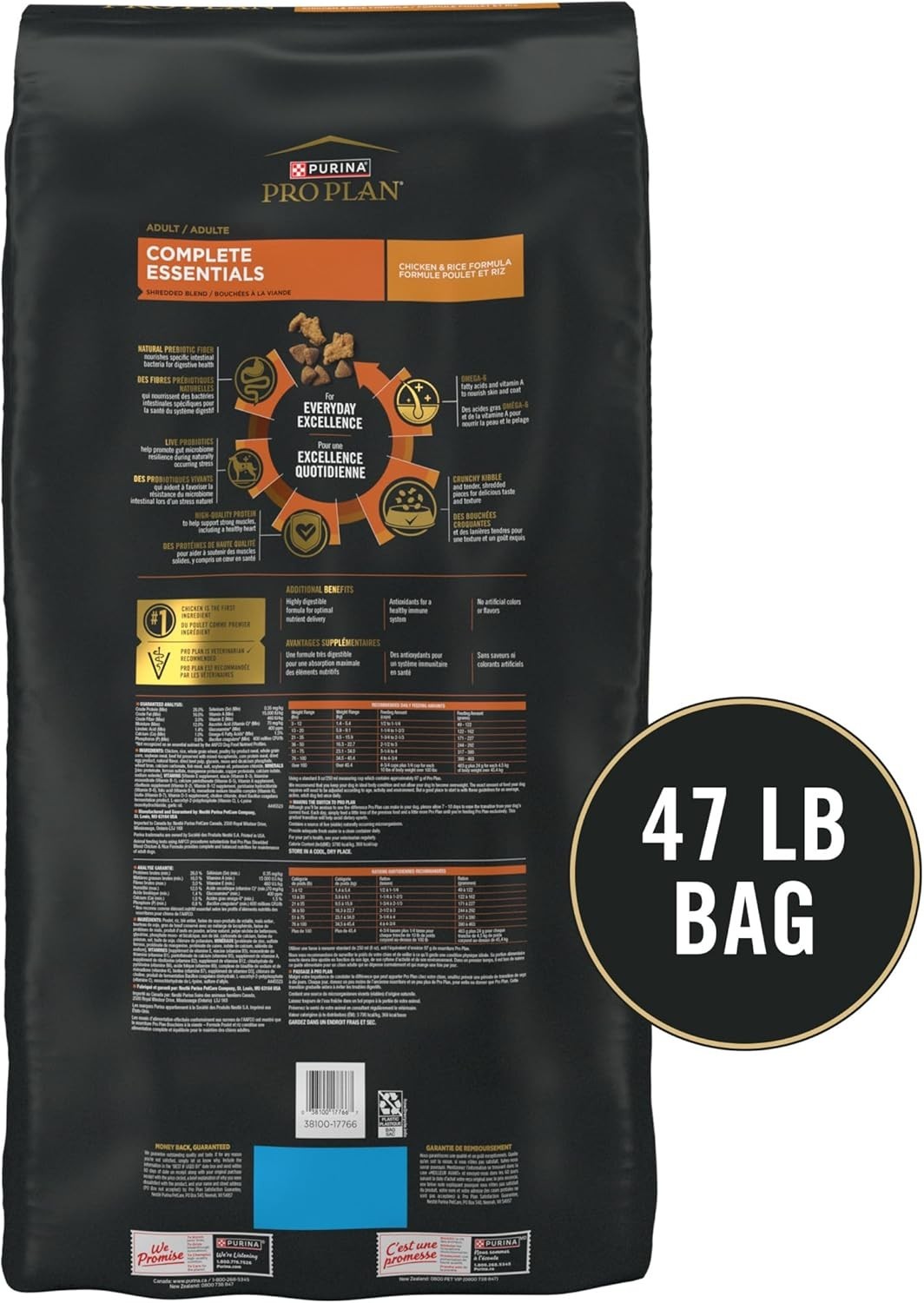 Purina Pro Plan Adult Shredded Blend Chicken & Rice Formula Dry Dog Food 47 lbs