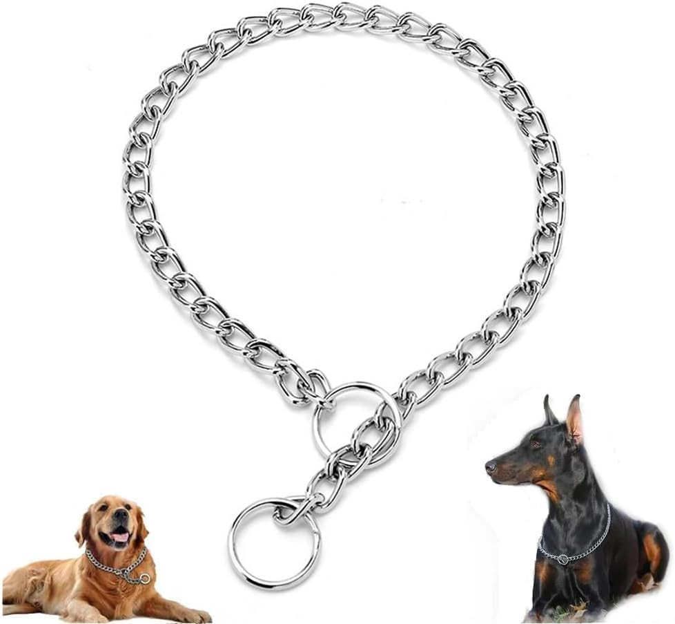 Dog Chain Collars, Metal Choke Link Dog Collar Choker Training Heavy Duty Slip M