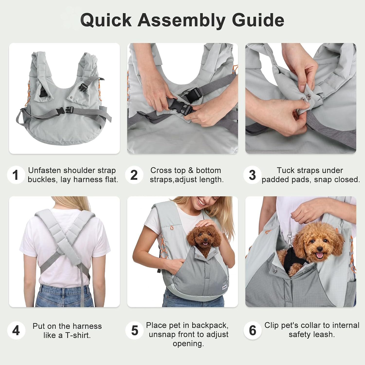 Dog Sling Carrier, Puppy Sling for Small Dogs up to 16 Lbs, 2-In-1 Backpack and