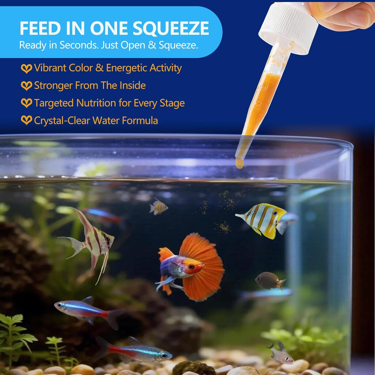 Instant Baby Brine Shrimp Fish Food, No Hatch High Protein Fry Food with Astaxan