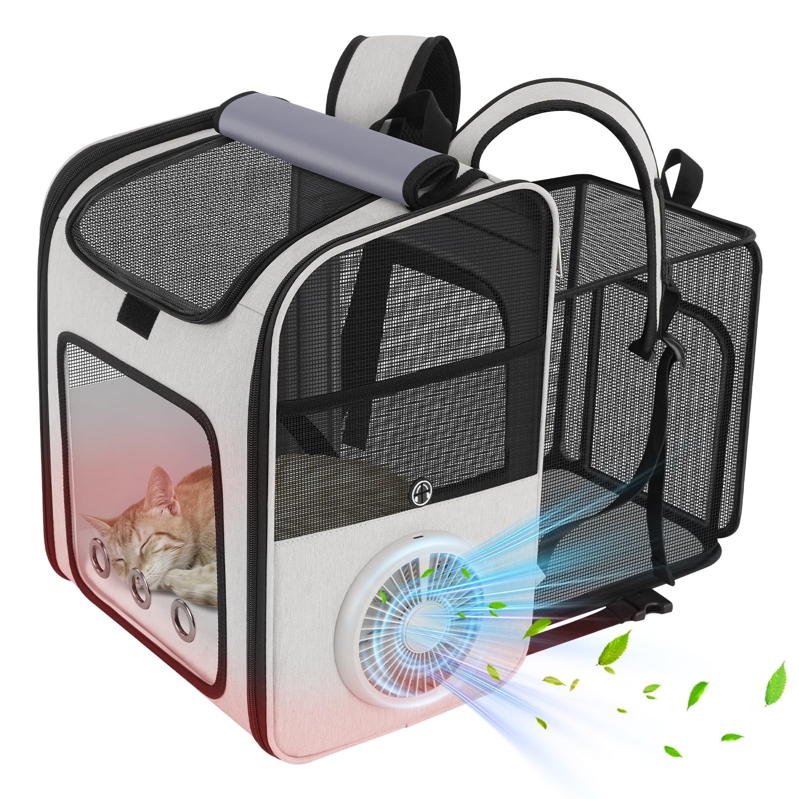 Cat Backpack Carrier with Cooling Fan & Heating Pad up to 18 lbs