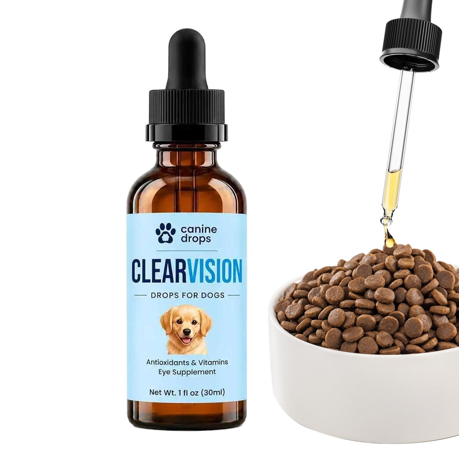Canine Drops Clear Vision Drops For Dogs, Daily Eye Support Supplement 30ml