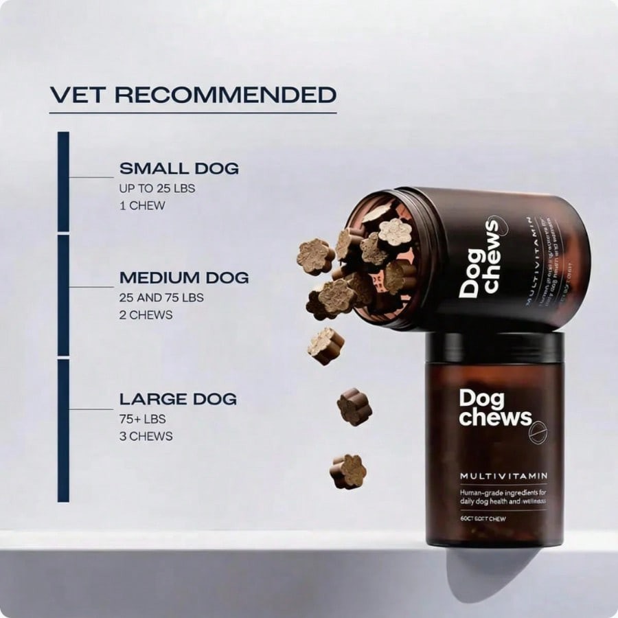 Chicken-Flavored Dog Multivitamin Soft Chews – Daily Wellness & Vitality – 60ct