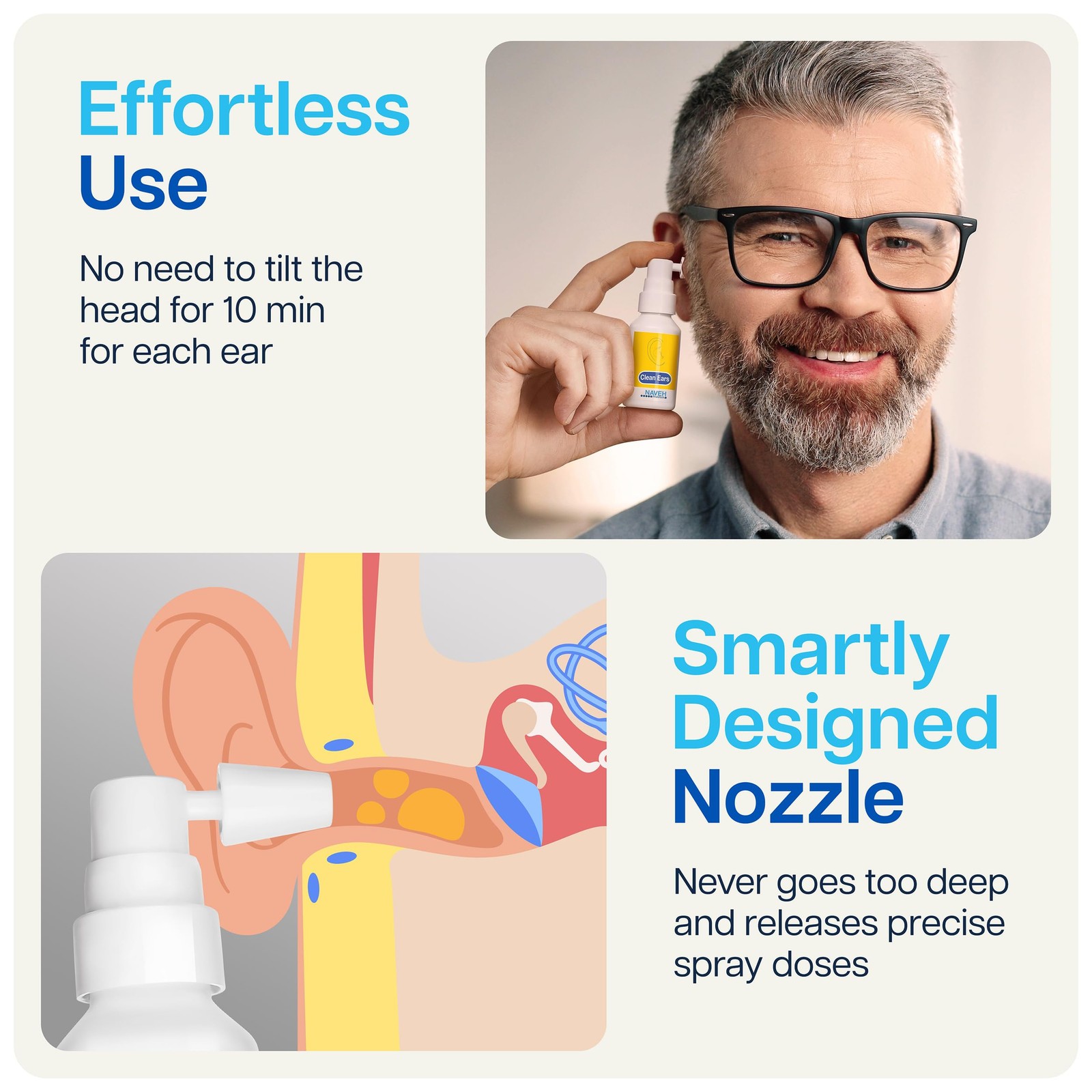 NAVEH PHARMA® CleanEars | Fast-Acting Ear Wax Removal Spray | 1.0 Fl Oz
