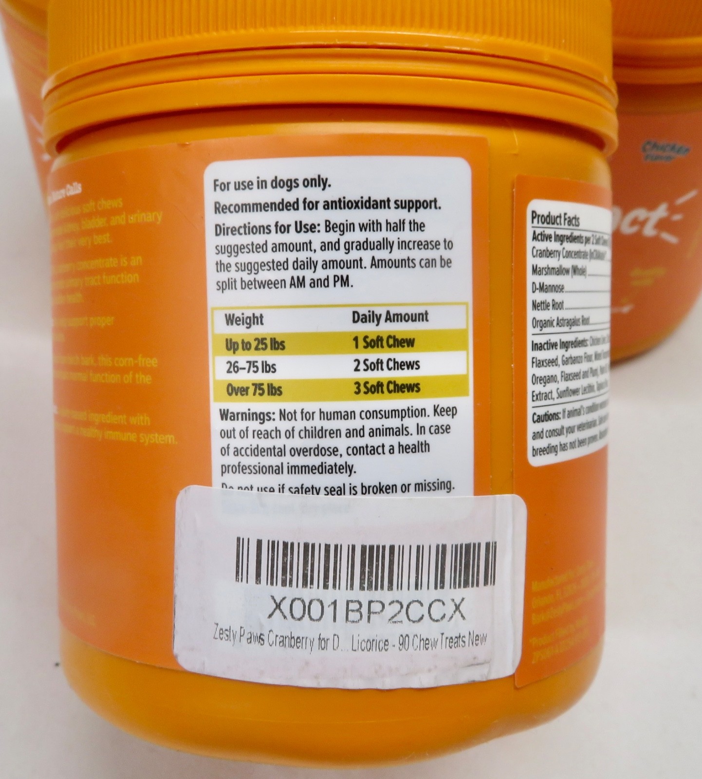 Lot of 3 – Zesty Paws Urinary Antioxidant Bites for Dogs 90 pcs Chicken EXP 5/26