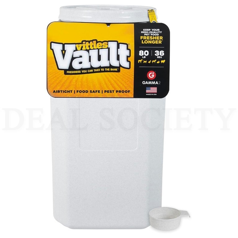 Vittles Vault Traditional Pet Food Storage Container with Scoop Up To 80 Pounds