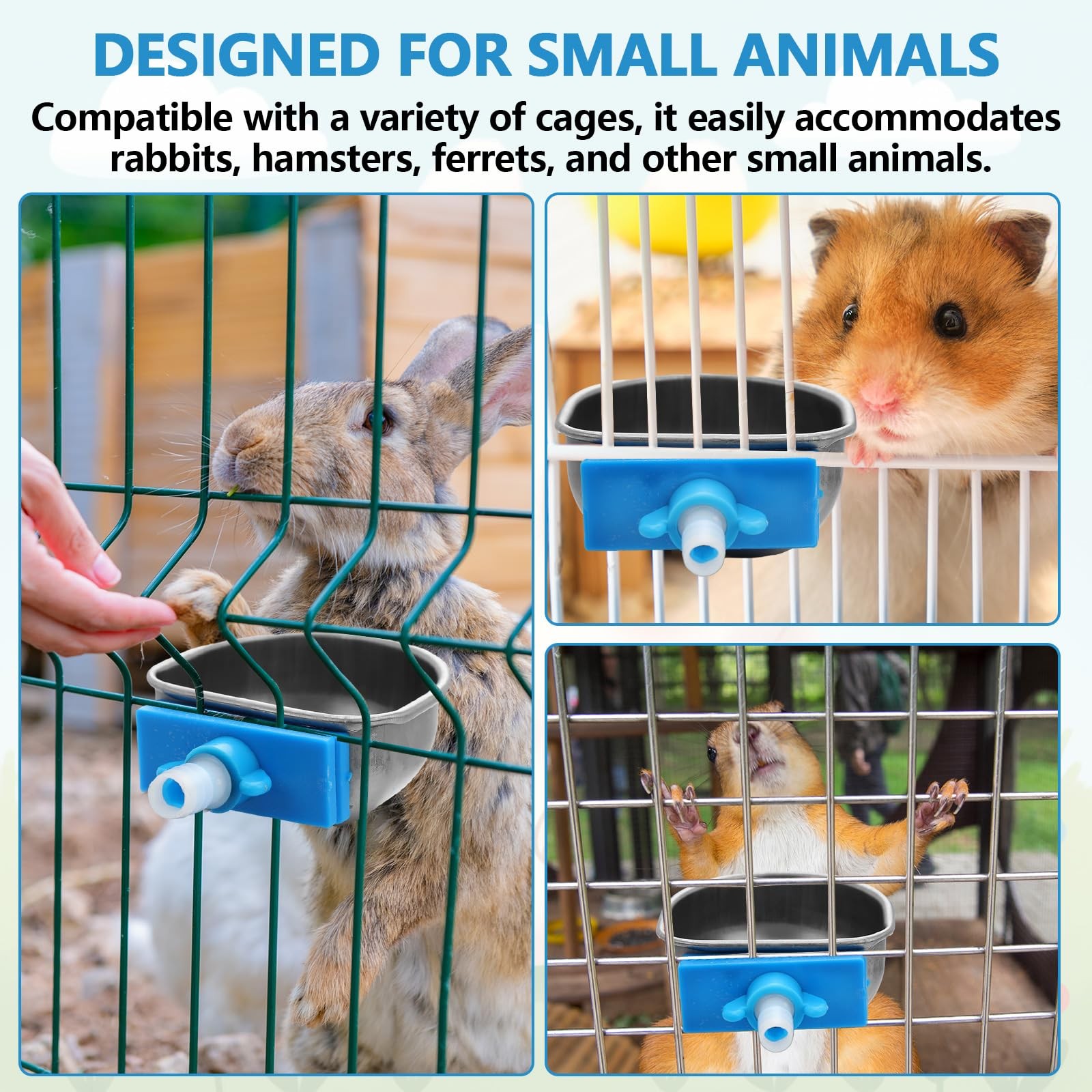 Potchen 10 Pcs Rabbit Water Bowls Nipple Drinker 2.56 x 2.36 x 1.18 sliver