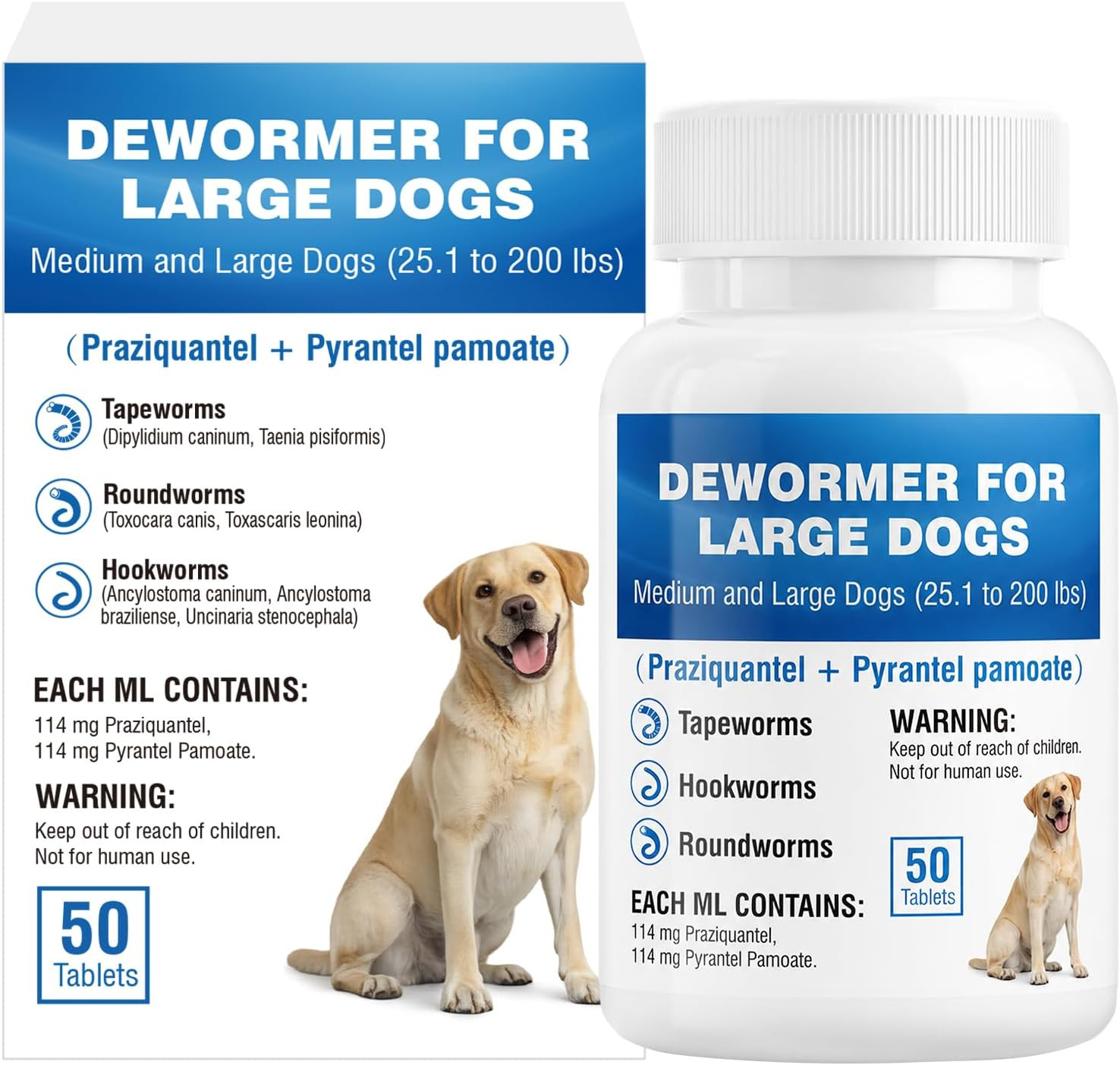 De-Wormer for Dogs, Oral Treatment of Tapeworm, Roundworm & Hookworm, Worm Remov