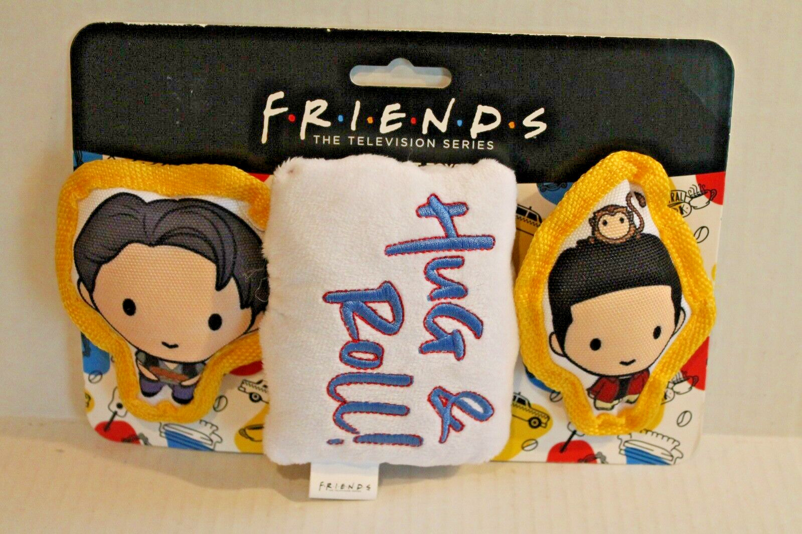 TV Show FRIENDS Hug & Roll 2-Piece Squeaking Dog Toy Set Plush Pet Toys NEW