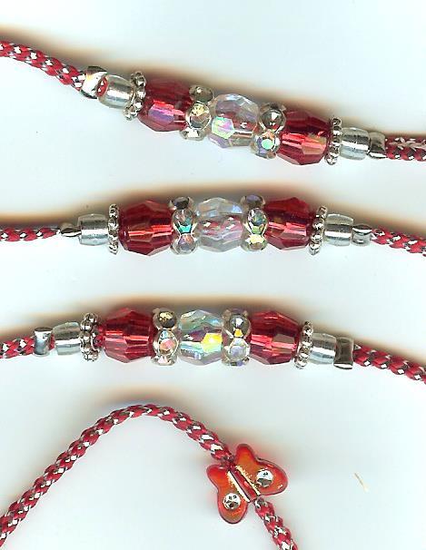 NEW! BEADED DOG SHOW LEAD LEASH/SLIP/TOY/RED/SILVER