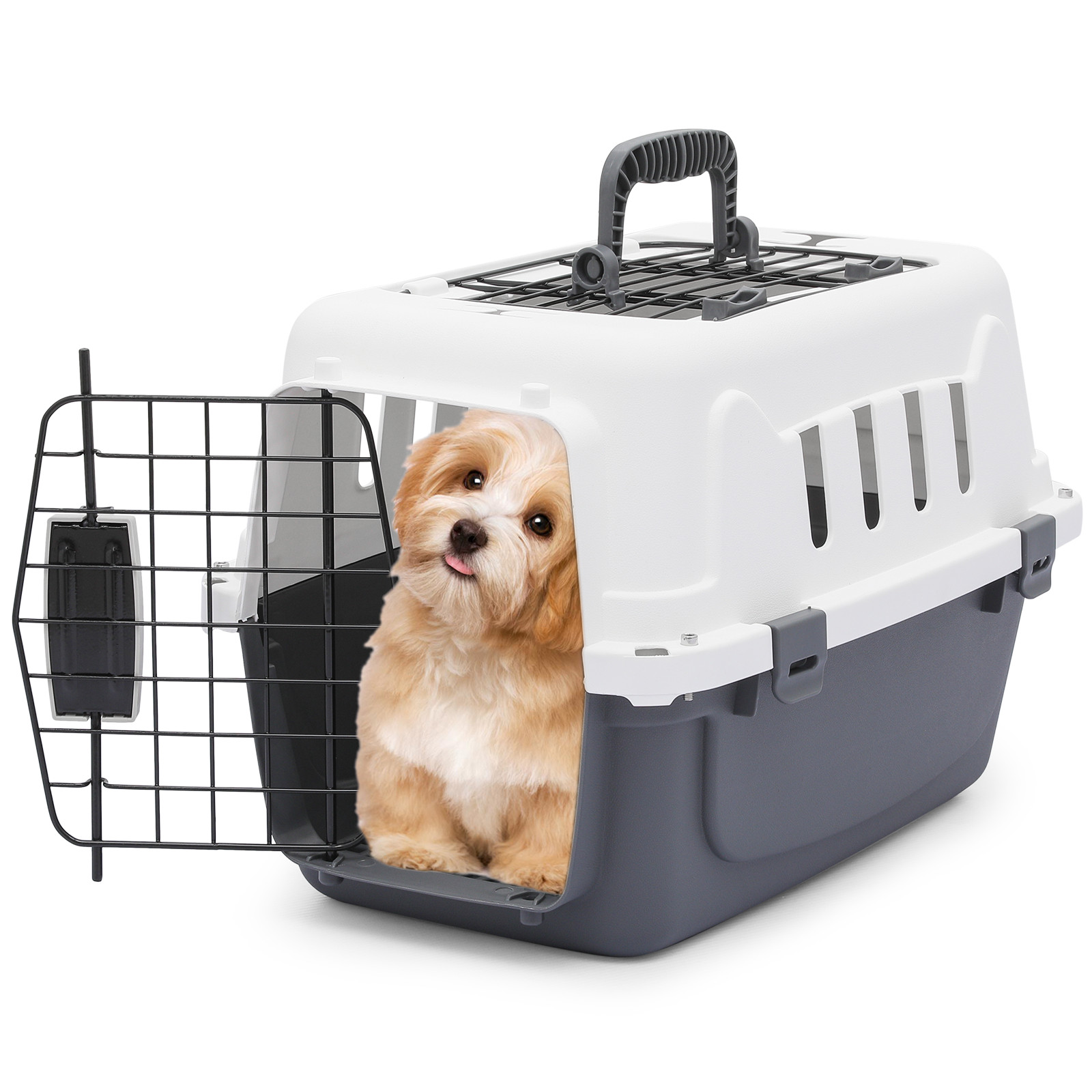 18 Inch Pet Plastic Travel Carrier Durable Dog Cat Transporter Cage Up to 10 lbs