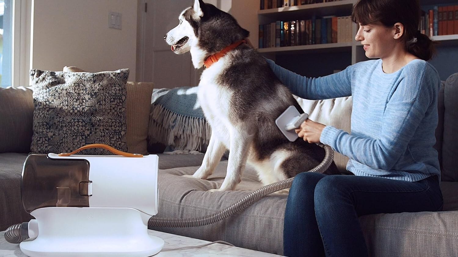 AIRROBO PG100 Pet Grooming Vacuum with 5 Grooming Tools, 12000Pa Suction Power