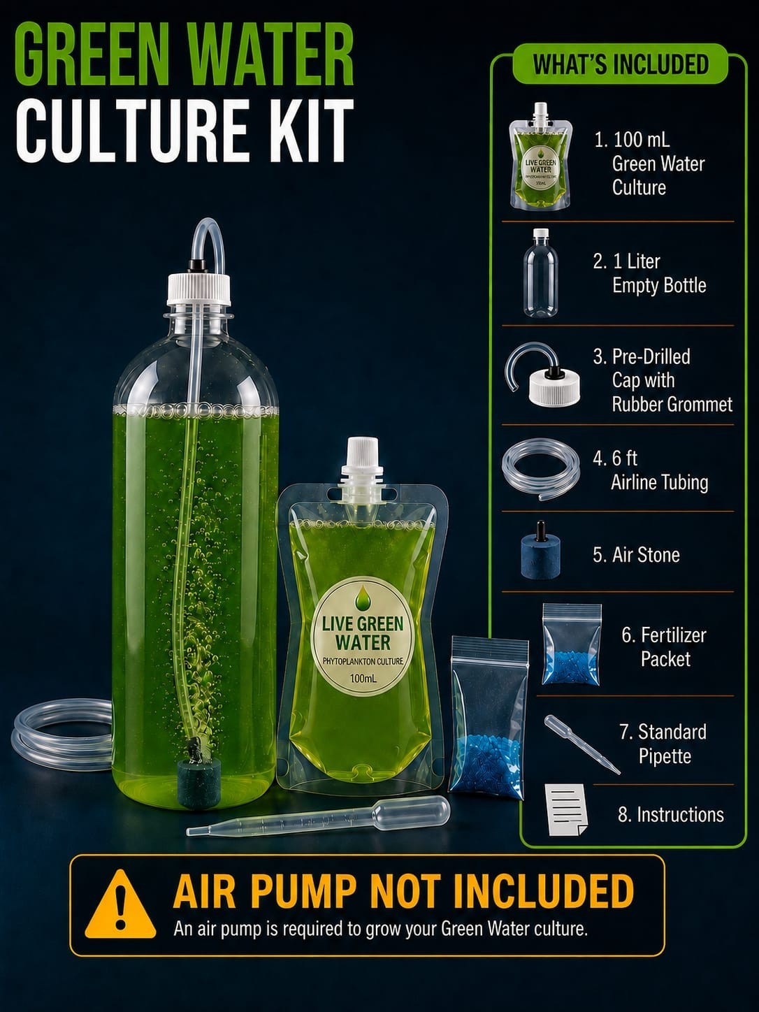 Live Food Green Water Culture Kit Phytoplankton For Fry Fish Moina Daphnia Tank
