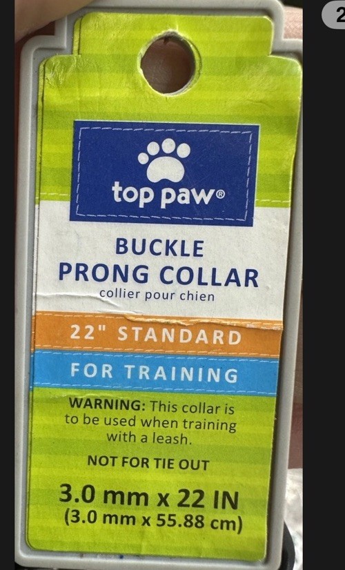 Top Paw Buckle Prong No Pull Collar Dog Training 3.0mm X 22” W Extra Collar