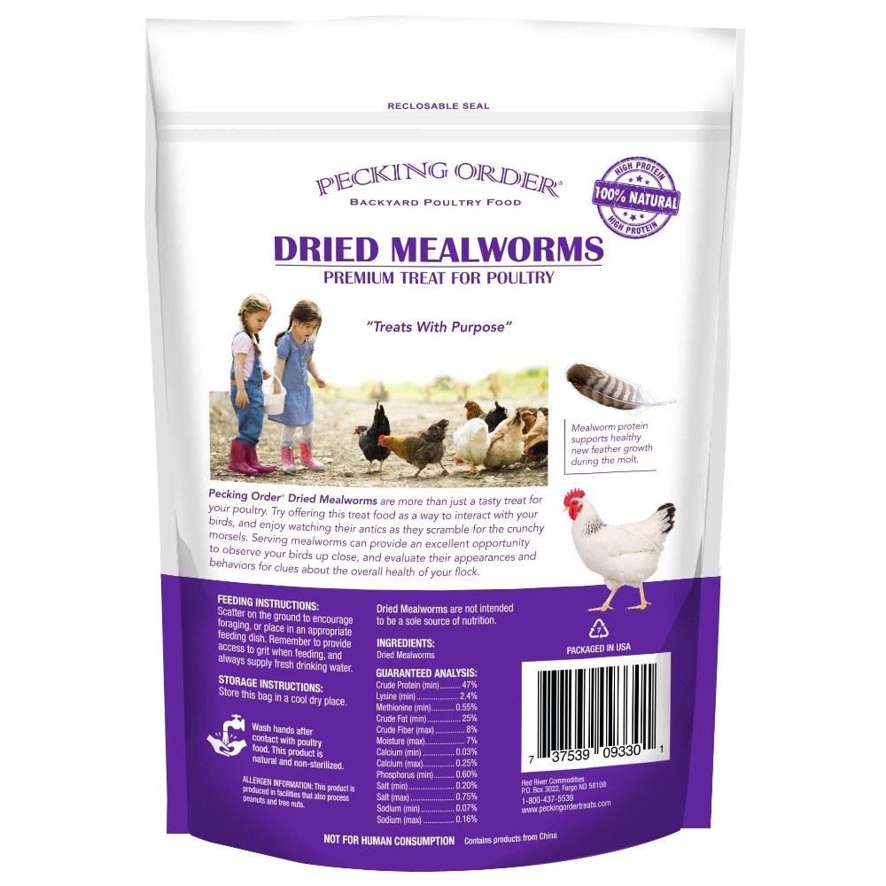 Dried Mealworms for Backyard Chickens Healthy Protein Rich Treat Feed 10 oz