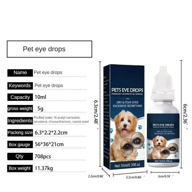 Lanosterol+NAC Dog Cat Eye drops/Cataracts, Dry Eyes, Tearing, MAX Strength