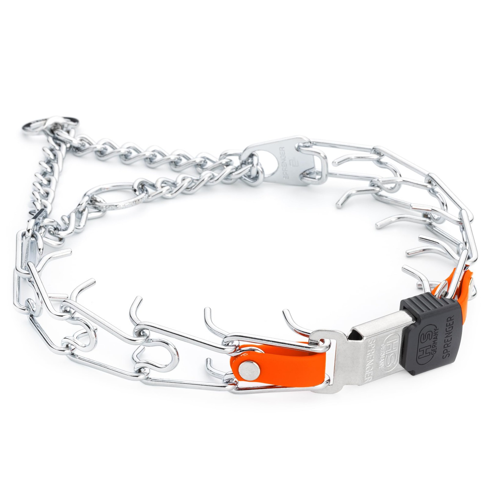 Chrome Plated Steel Dog Collar with Quick Release ClicLock Buckle and Biothan…