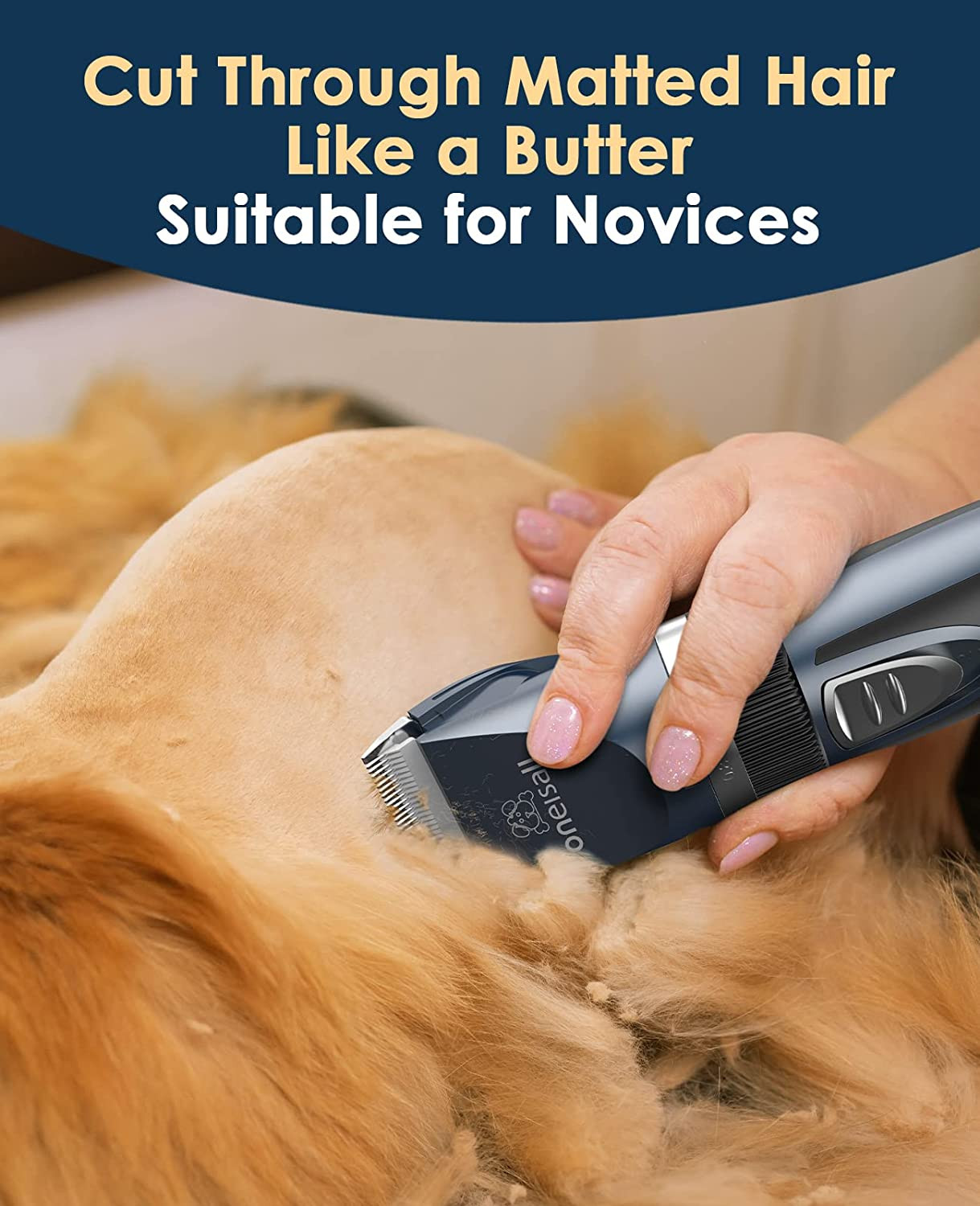 Oneisall Quiet Cat Clippers for Matted & Long Hair, 2-Speed Cordless Pet Shaver