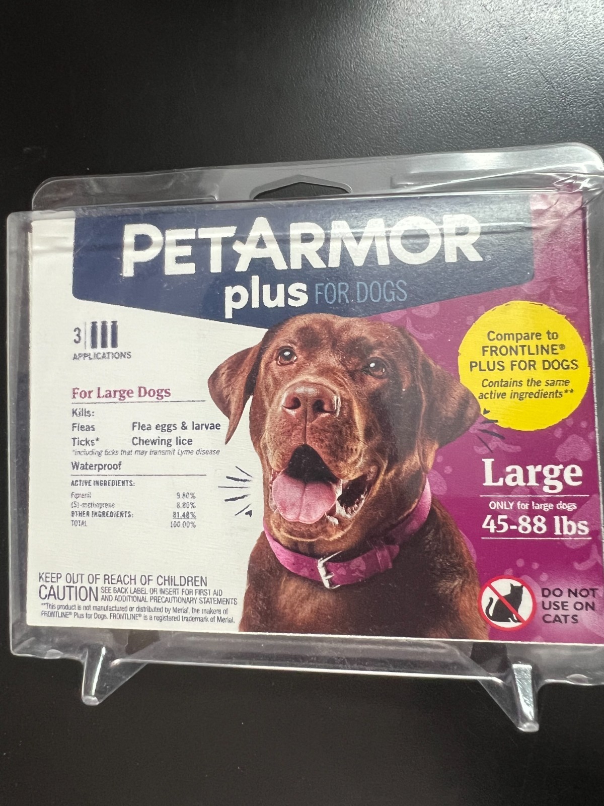 3-Doses PETARMOR Plus for Large Dogs 45-88lbs Flea Ticks Treatment 5672