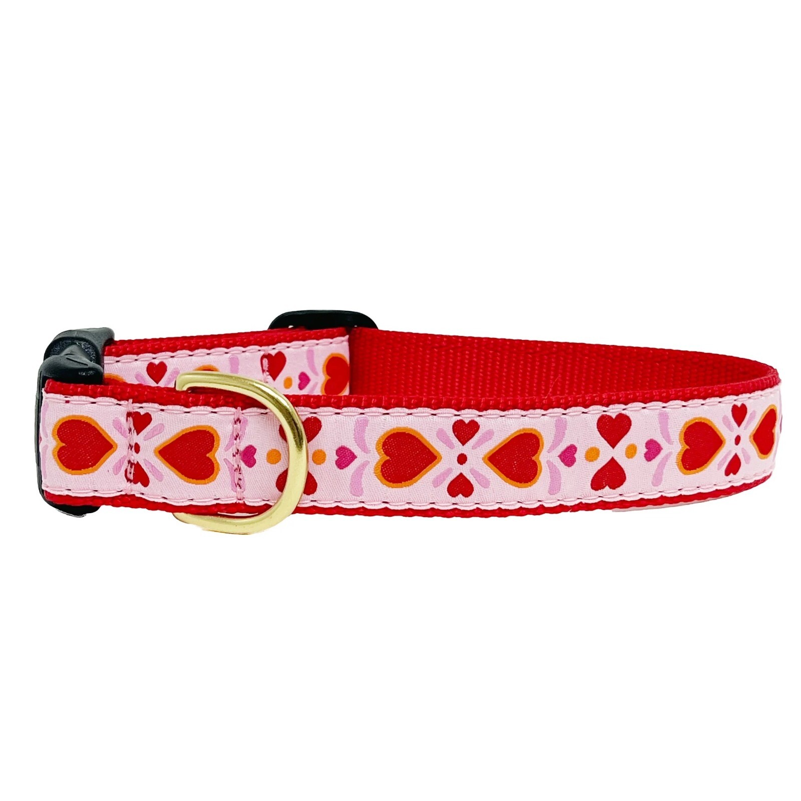 Up Country Dog Collar Heart To Heart Pink Adjustable Made In USA XS S M L XL XXL